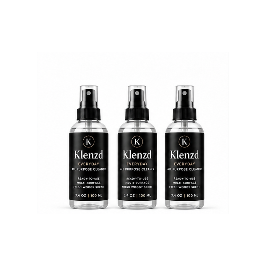 Klenzd Go 3 Pack current production labels centered on white background