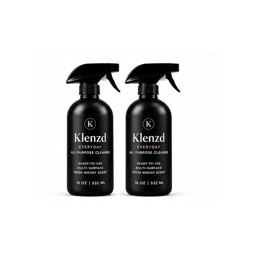 Klenzd Duo current production labels centered on white background