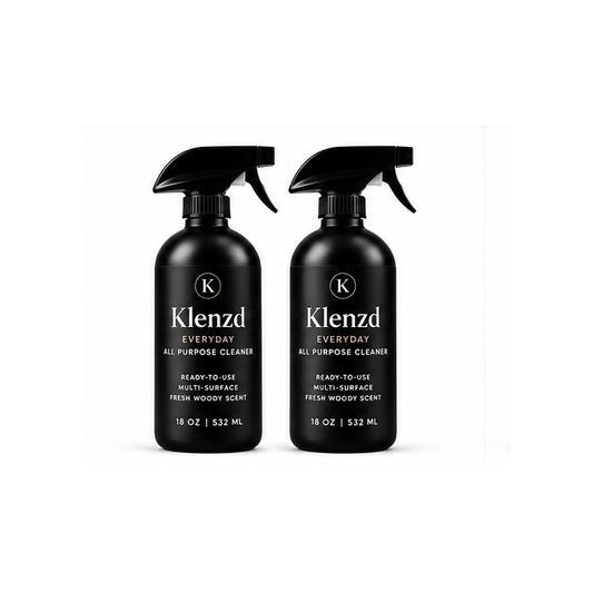 Klenzd Duo current production labels centered on white background