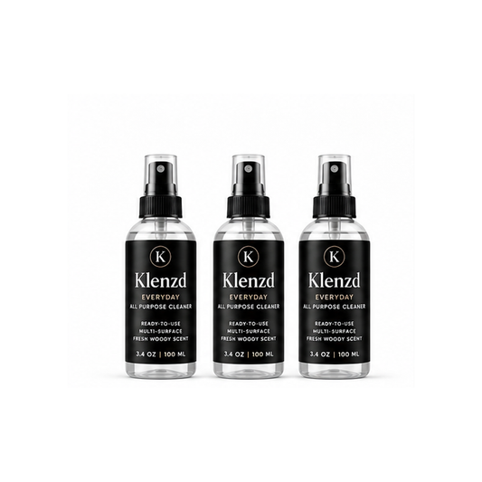 Klenzd Go 3 Pack current production labels centered on white background